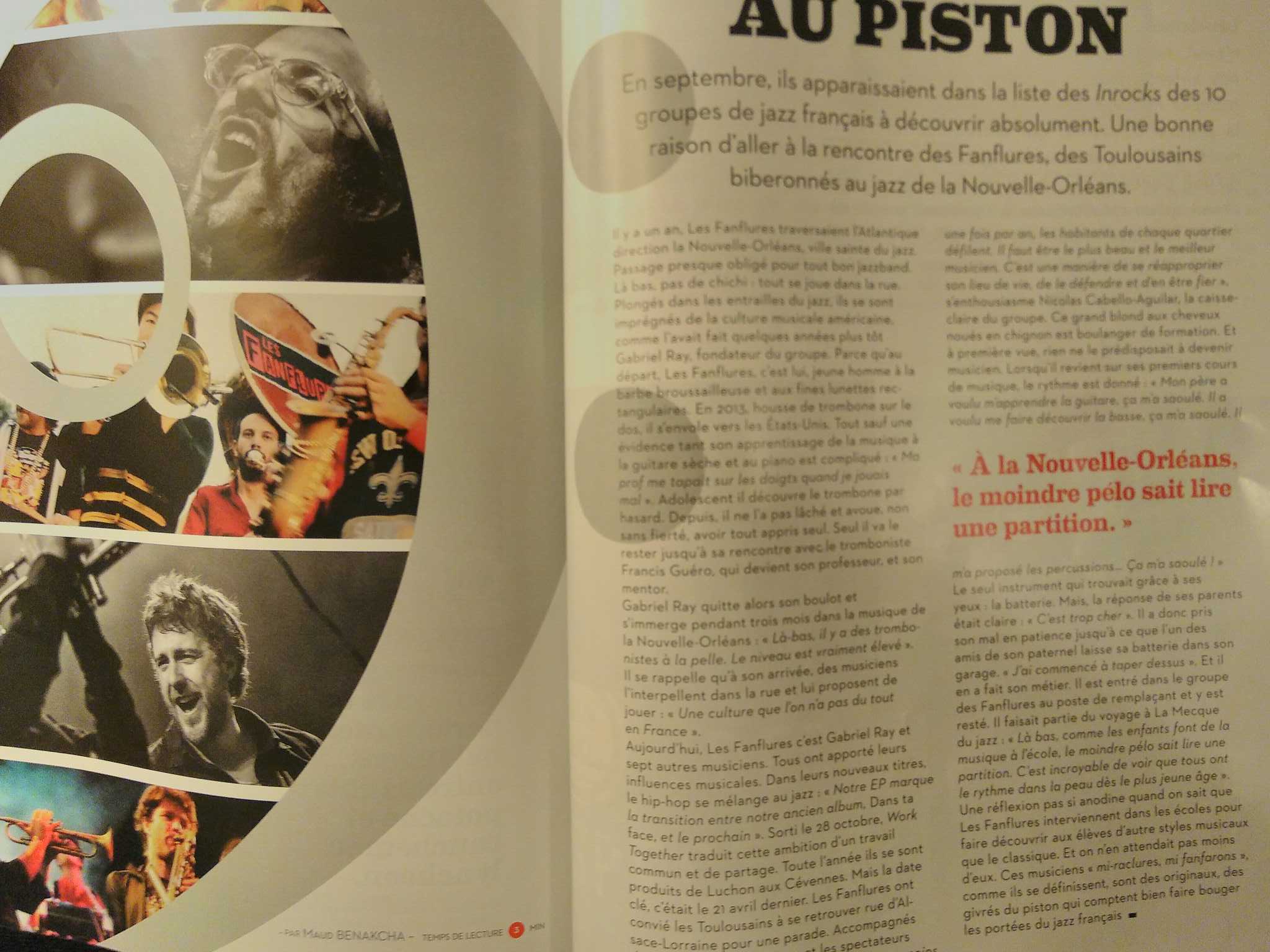 Press article Les Fanflures Brass Band Clutch mag